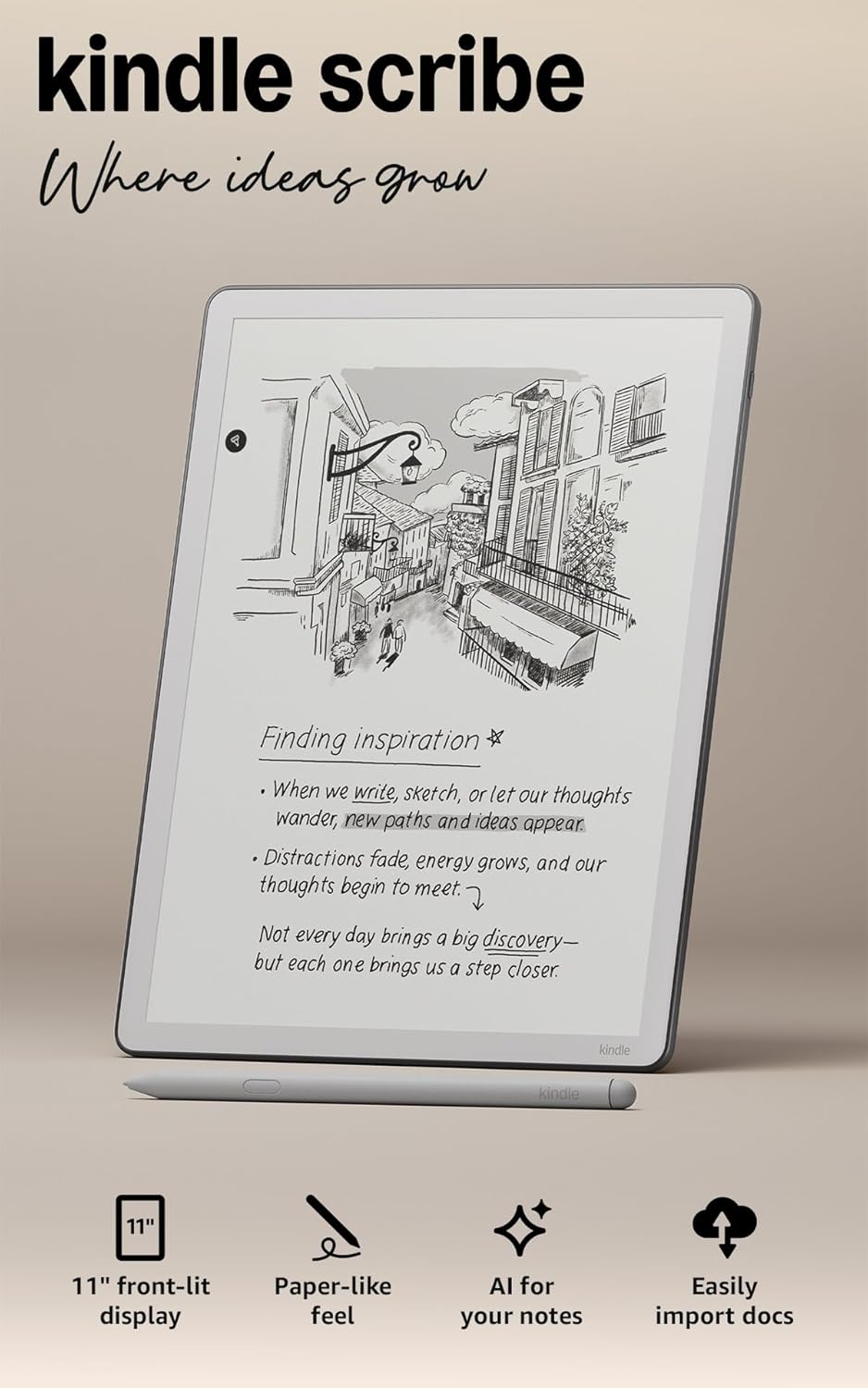 Amazon Kindle Scribe 32GB (newest model) — 11” paper-like display with front light