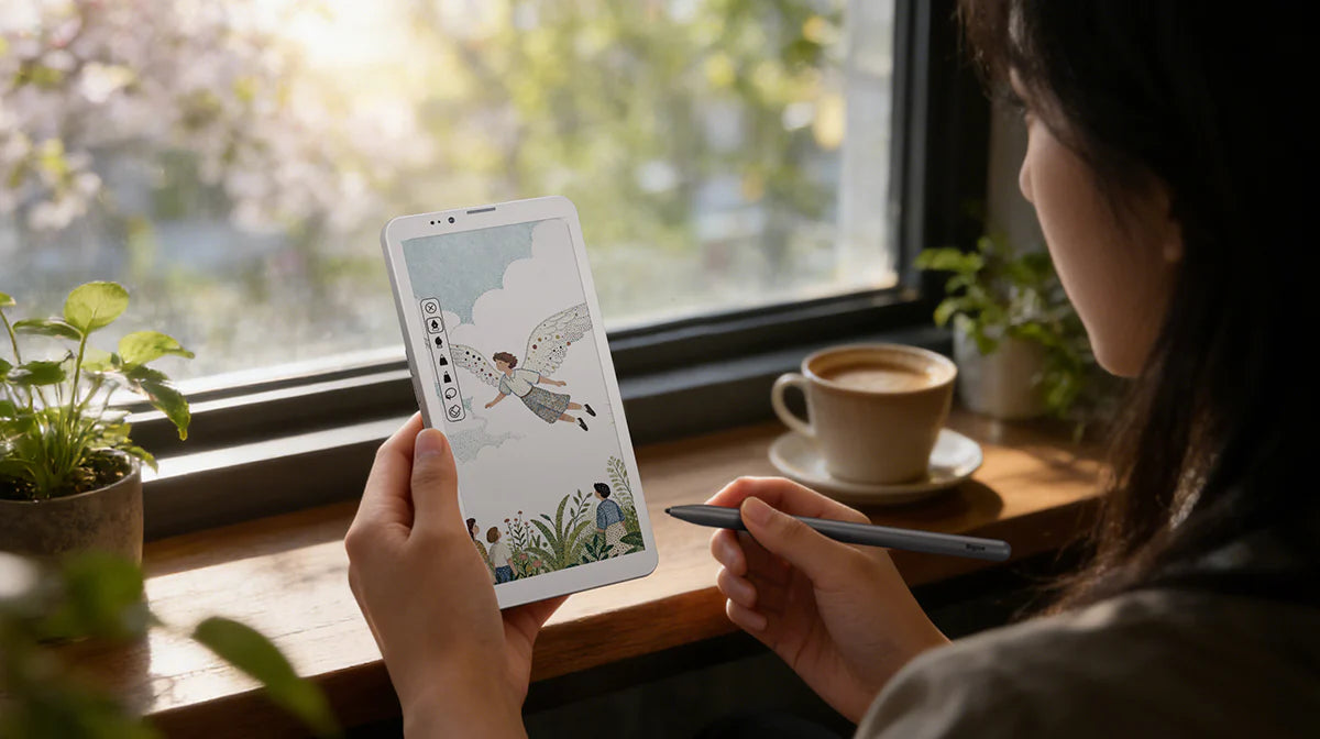 Hibreak Plus 6.13''ePaper 4G handwriting smartphone with 53FPS,Android 14OS