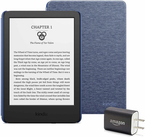 Kindle Essentials Bundle including Kindle (2022 release) - Black - Without Lockscreen Ads, Fabric Coverand Power Adapter