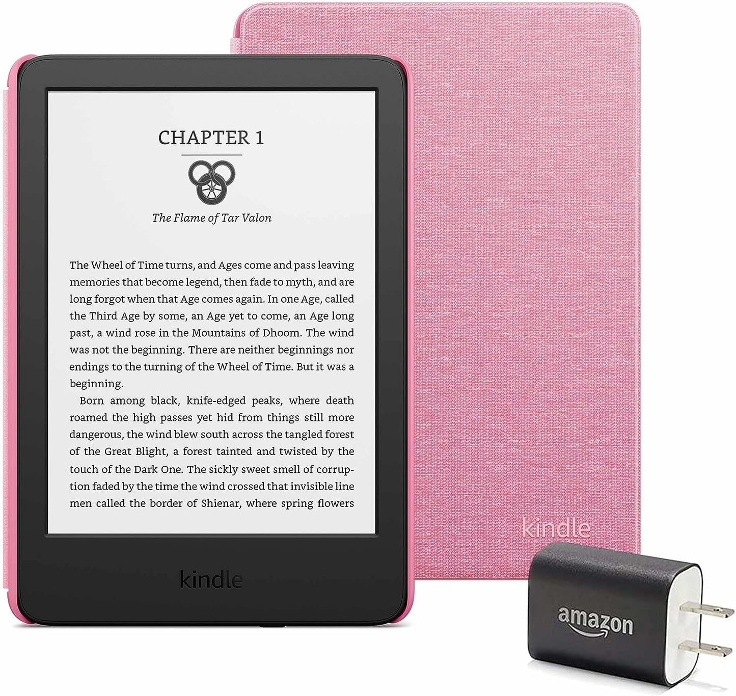 Kindle Essentials Bundle including Kindle (2022 release) - Black - Without Lockscreen Ads, Fabric Coverand Power Adapter